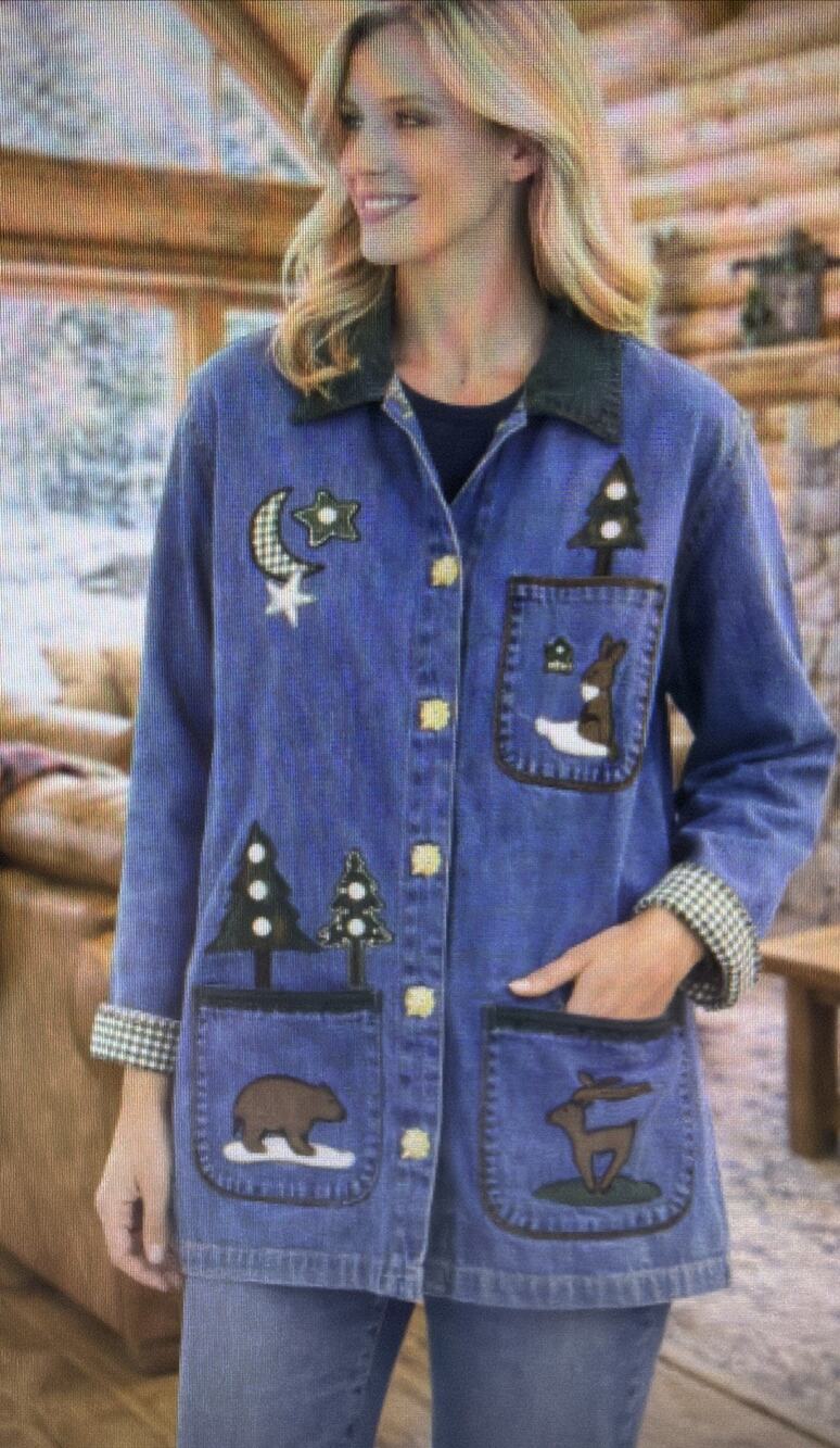 Christopher & Banks Demin Jacket medium Shacket vintage Cottage Fall Festival